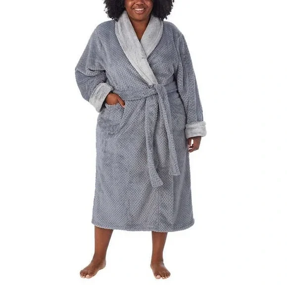 CAROLE HOCHMAN luxuriously soft plush robe, gray 2X - Picture 1 of 6